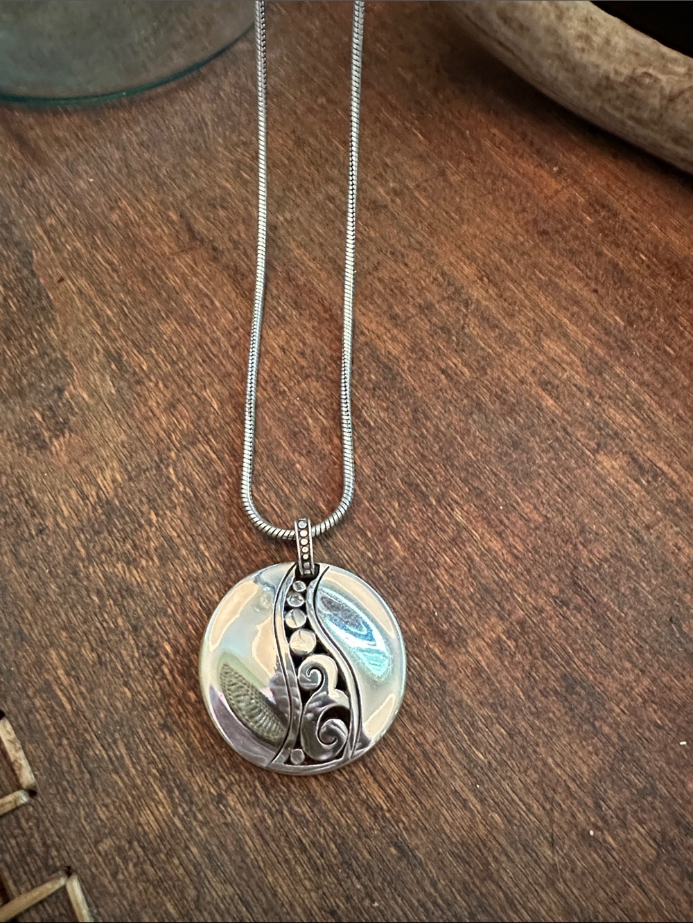 Brighton Silver Swirl Round Pendant Necklace
